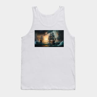 Naval Battle Between Pirate Sailing Ships, Caribbean Seascape #7 Tank Top